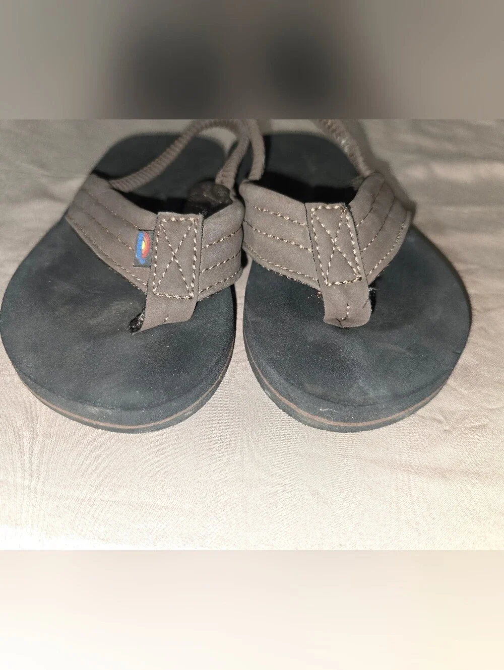 RAINBOW Brown Toddler Flip Flop with Elastic Heel Strap